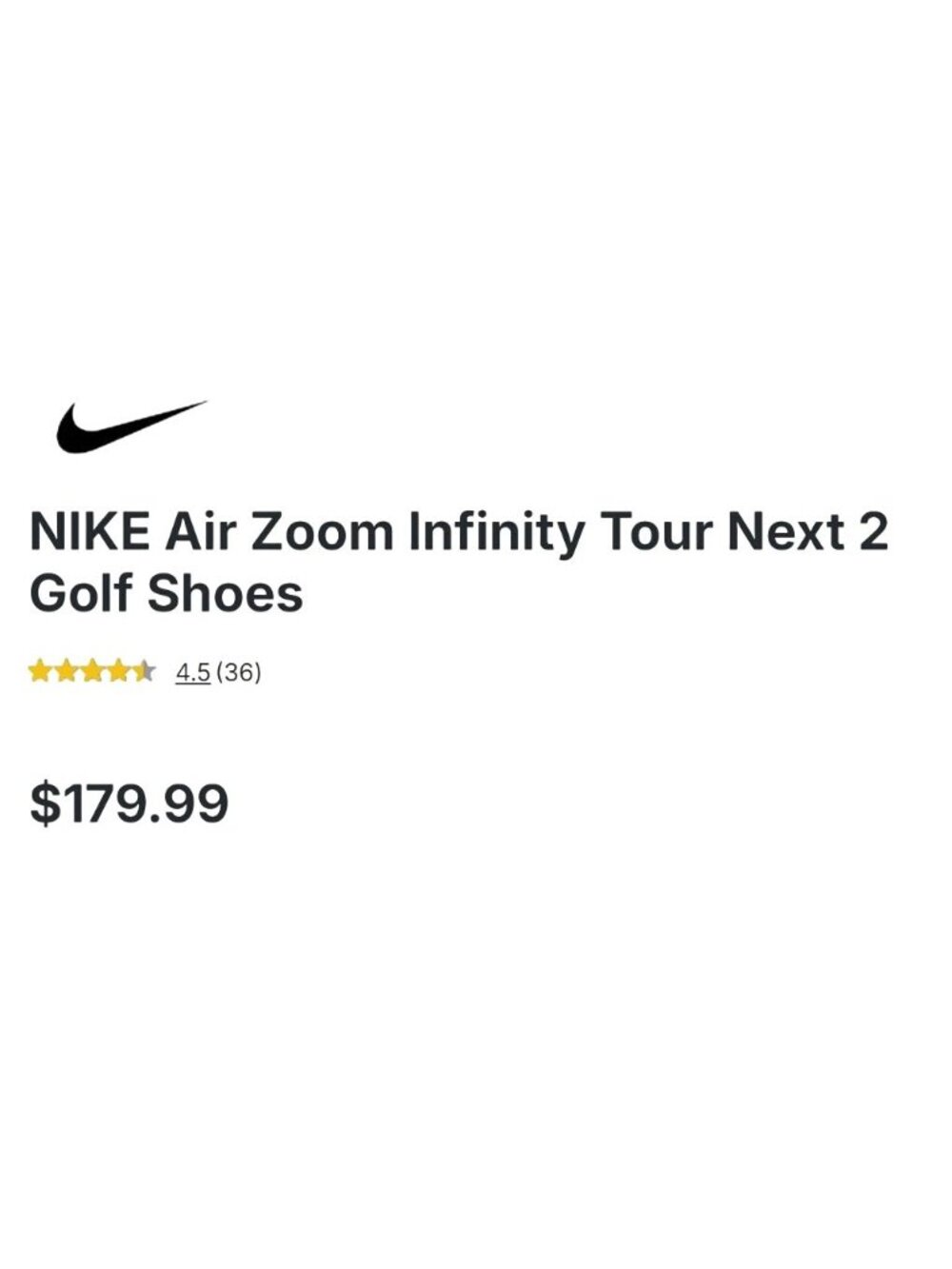 NIKE Air Zoom Infinity Tour Next 2 Golf Shoes FD0217-002 Black/White Men's 9.5 - Picture 11 of 14